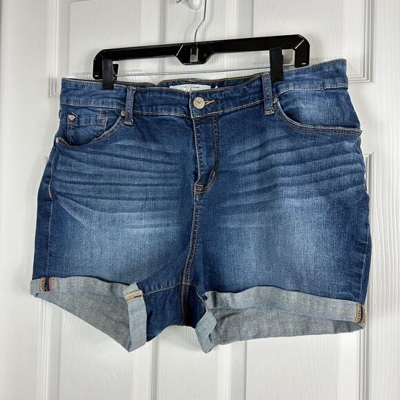 Torrid Women Size 20 Shorts Stretch Rolled Hem Denim Blue Jean Cotton Spandex H4 - Picture 4 of 12
